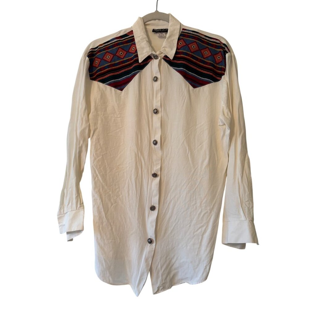 Vintage Margos Womens Embroidered Western Ranchwear Cowgirl Shirt
